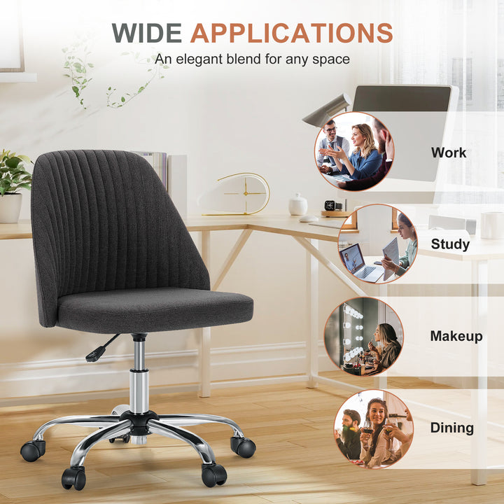Modern Fabric Armless Adjustable Swivel Office Desk Chairs With Wheels