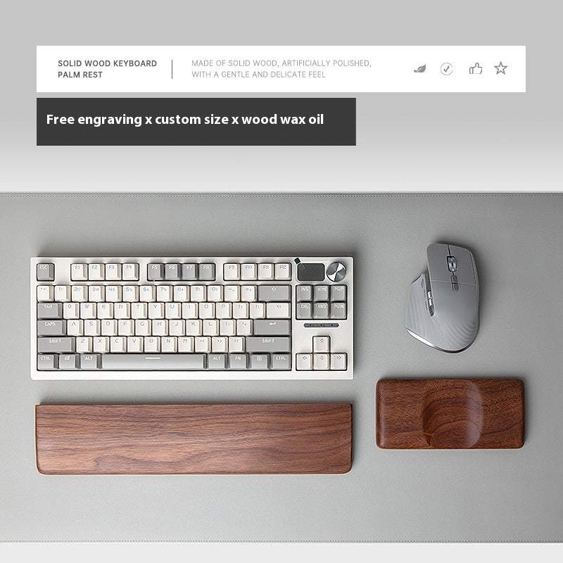 Wooden Keyboard & Mouse Wrist Rest | Ergonomic Palm Support Pad