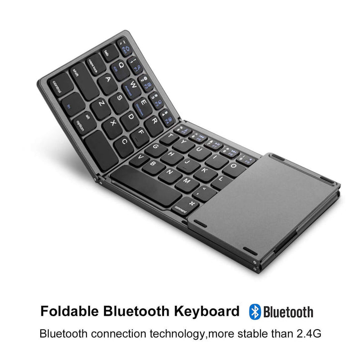 Foldable Bluetooth keyboard designed for mobile use, featuring stable Bluetooth connection technology for enhanced productivity.