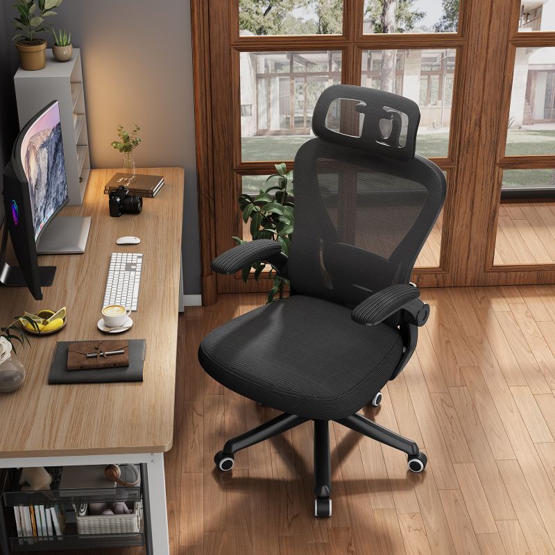 Ergonomic Black Swivel Office Chair | Mesh High-Back with Lumbar Support & Headrest