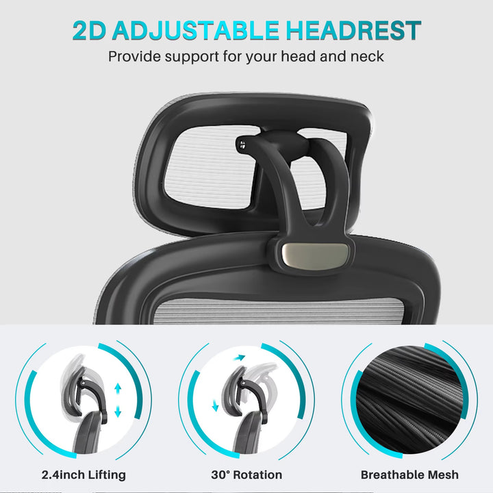 Ergonomic Black Swivel Office Chair | Mesh High-Back with Lumbar Support & Headrest