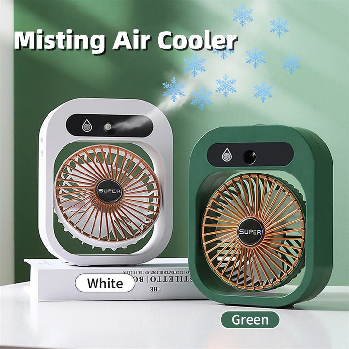 2-in-1 USB Misting Fan & Humidifier | Portable Air Cooler with 3 Wind Speeds  Stay Cool & Refreshed Anywhere
