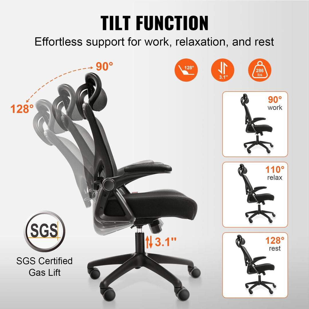 High Back Ergonomic Desk Chair With Adjustable Headrest