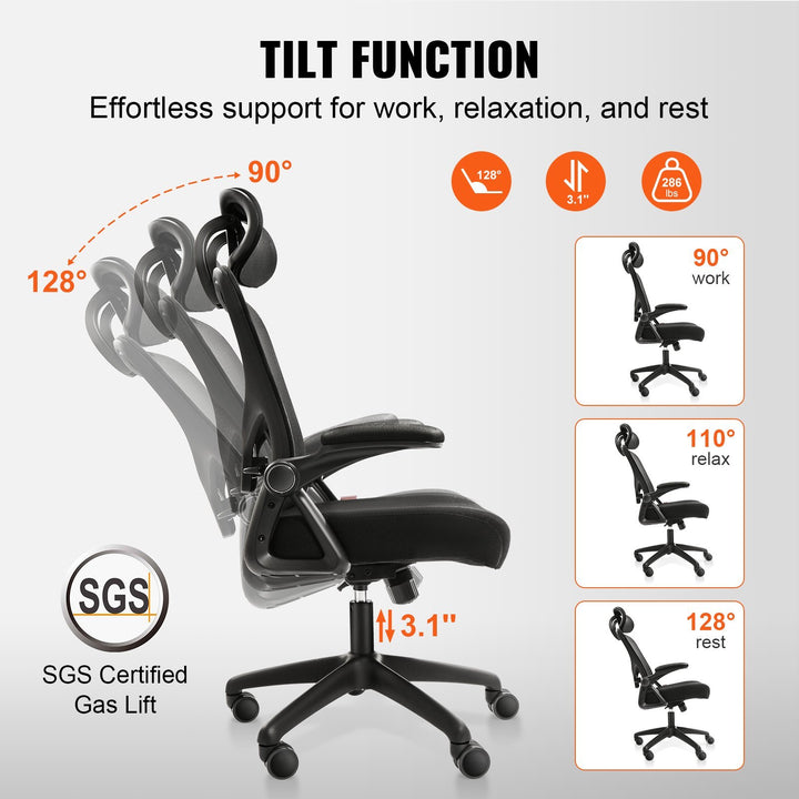 High Back Ergonomic Desk Chair With Adjustable Headrest