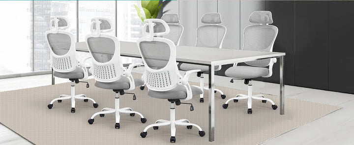 Mesh Ergonomic Office Computer Desk Chair Flip-up Arms Adjustable Headrests Comfortable Lumbar Support For Home Office