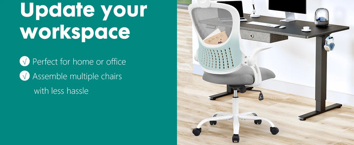 Mesh Ergonomic Office Computer Desk Chair Flip-up Arms Adjustable Headrests Comfortable Lumbar Support For Home Office