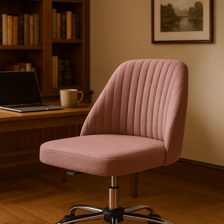 Modern Fabric Armless Adjustable Swivel Office Desk Chairs With Wheels