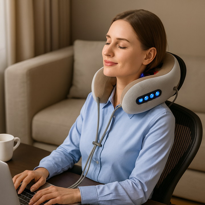 U-Shaped Electric Neck Massager Pillow | Cervical & Shoulder Relief for Work, Home & Travel