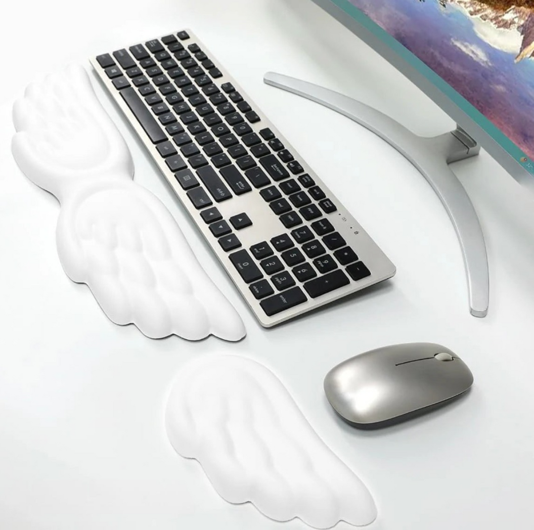 Angel Wing Wrist Rest Set – Memory Foam for Keyboard & Mouse
