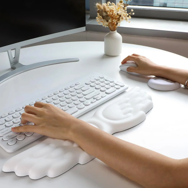Angel Wing Wrist Rest Set – Memory Foam for Keyboard & Mouse