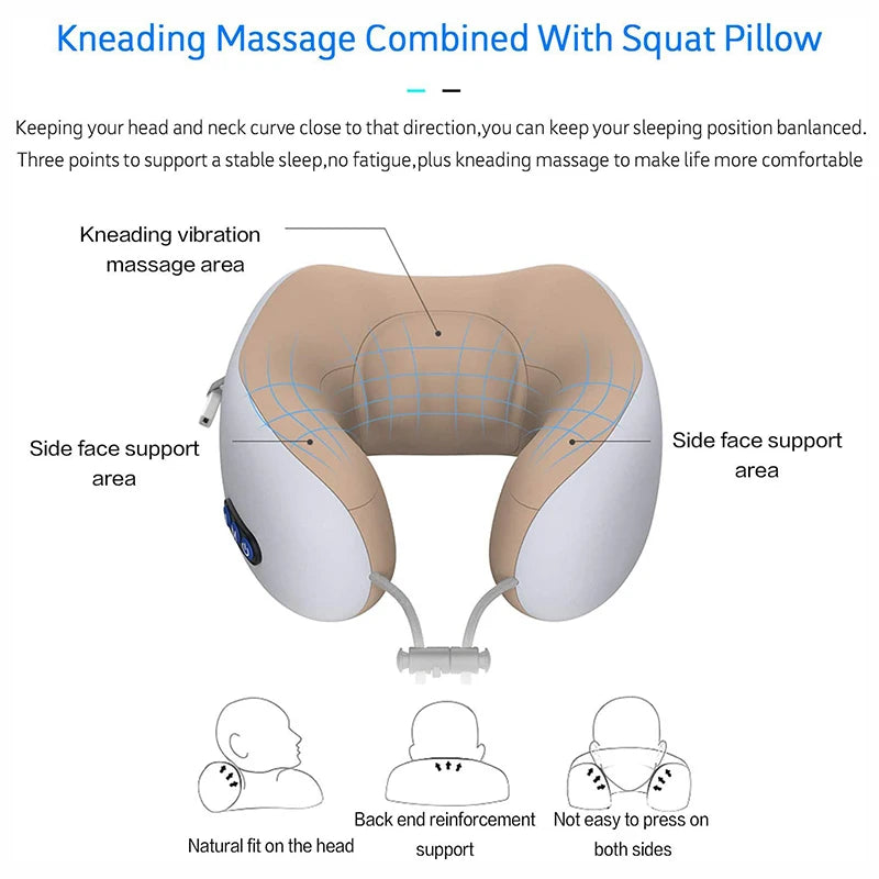 U-Shaped Electric Neck Massager Pillow | Cervical & Shoulder Relief for Work, Home & Travel