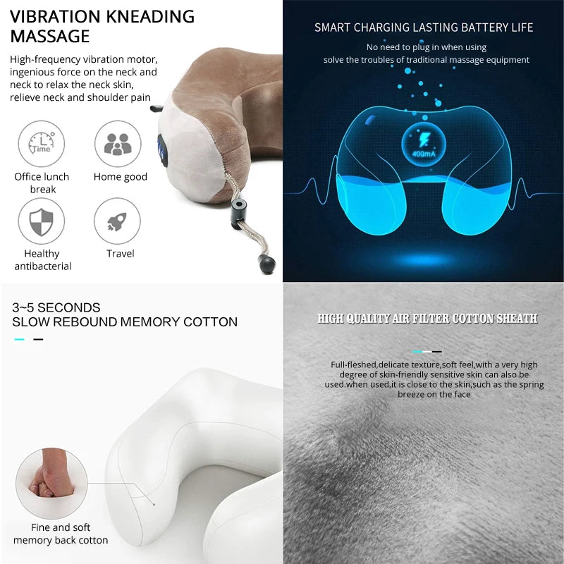U-Shaped Electric Neck Massager Pillow | Cervical & Shoulder Relief for Work, Home & Travel