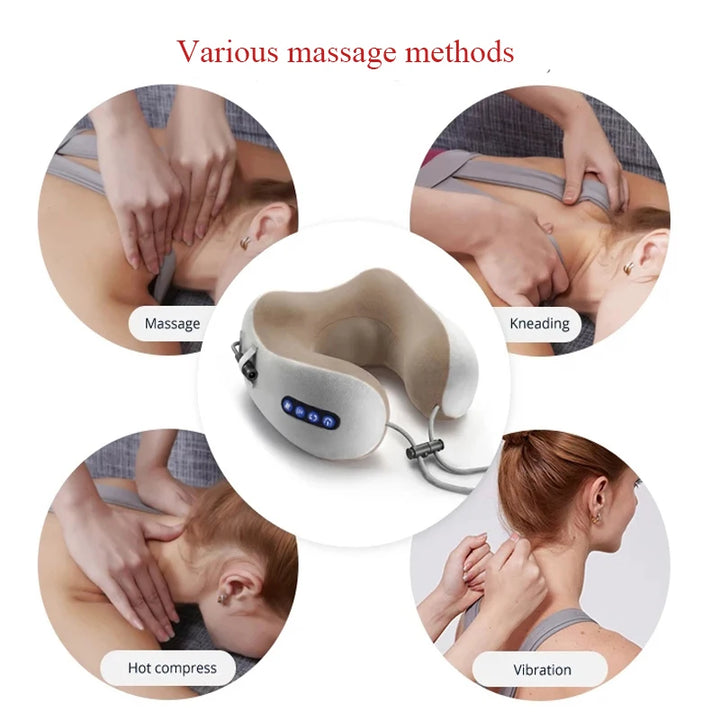 U-Shaped Electric Neck Massager Pillow | Cervical & Shoulder Relief for Work, Home & Travel