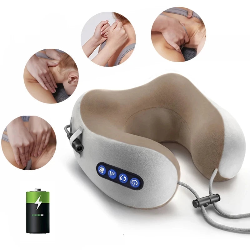 U-Shaped Electric Neck Massager Pillow | Cervical & Shoulder Relief for Work, Home & Travel