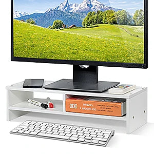 Computer Stand Storage Computer Laptop Monitor Riser Stand Desktop Wooden Storage Organizer 3 Layer Shelf Computer Monitor Riser