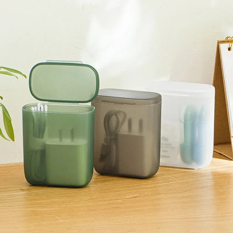 Portable Cable & Accessory Storage Box | Transparent Organizer for Cables, Earphones & Small Items