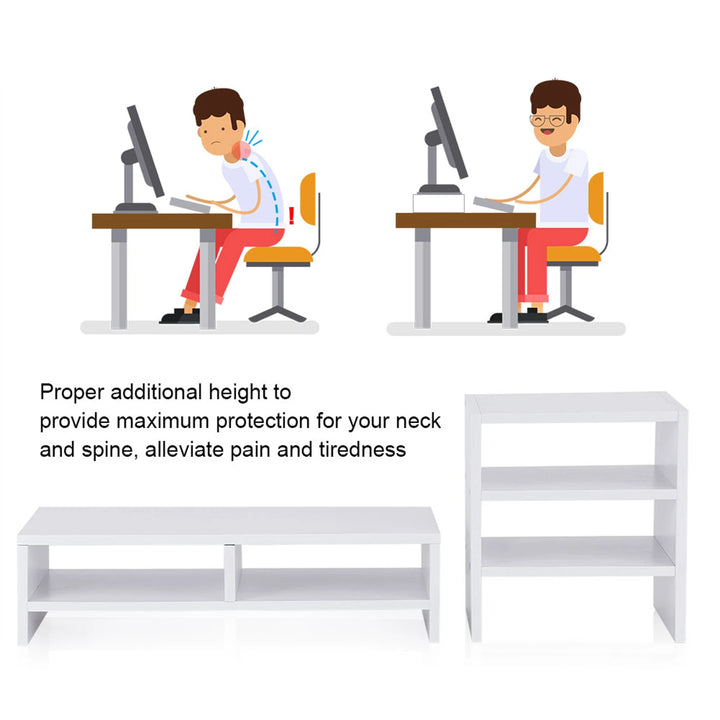 Computer Stand Storage Computer Laptop Monitor Riser Stand Desktop Wooden Storage Organizer 3 Layer Shelf Computer Monitor Riser