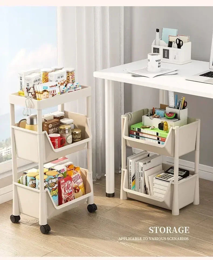 Slim Rolling Storage Rack – Multi-Tier Trolley Bookshelf Organizer
