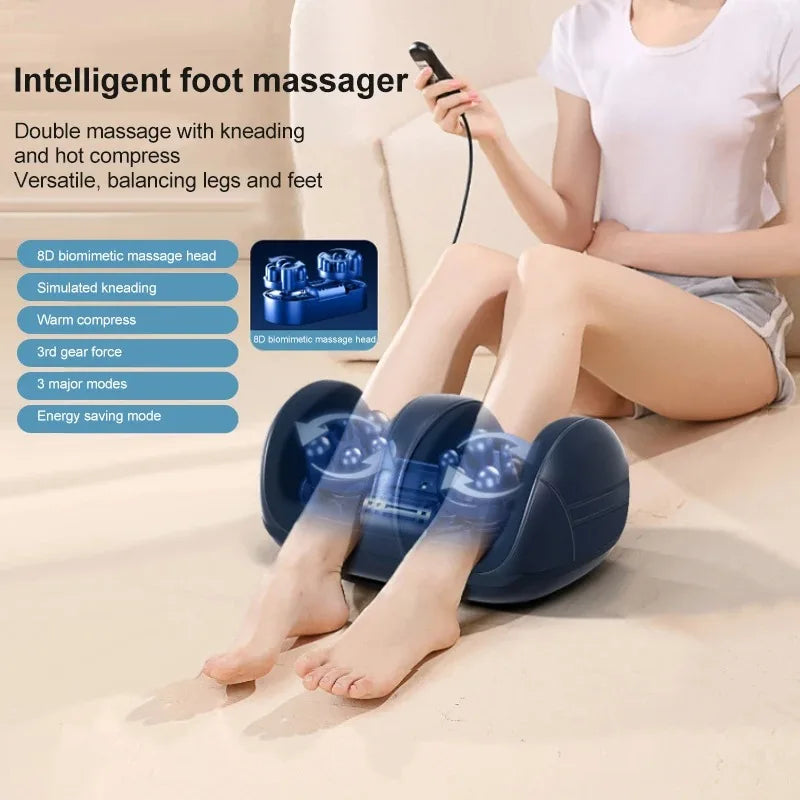 Extra Large Electric Foot Massager | Shiatsu Kneading with Heat & Calf Support