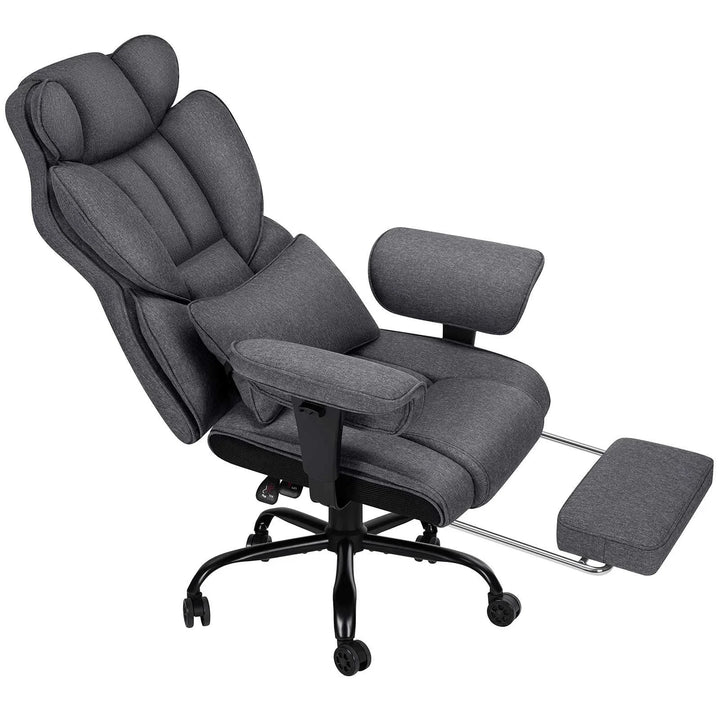 Big & Tall High-Back Executive Office Chair | Breathable Linen + Massage Lumbar Support