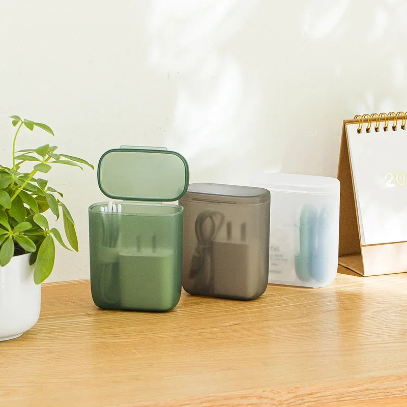 Portable Cable & Accessory Storage Box | Transparent Organizer for Cables, Earphones & Small Items