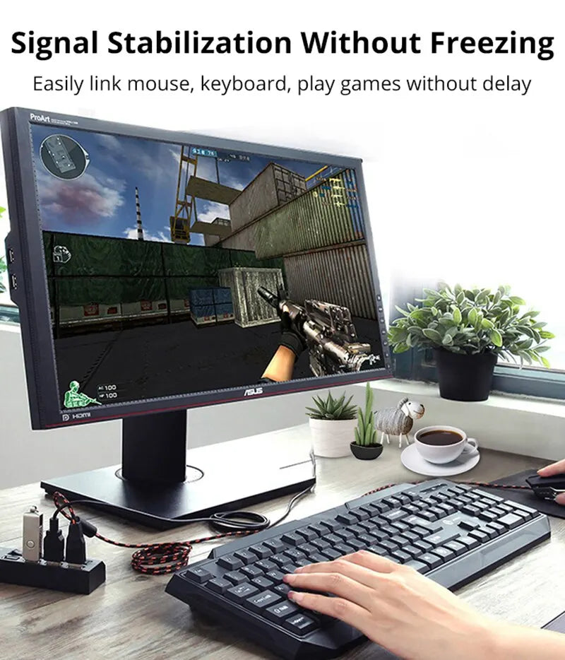 7-Port USB 2.0 Extension Hub - Individual Switches & LED Indicators