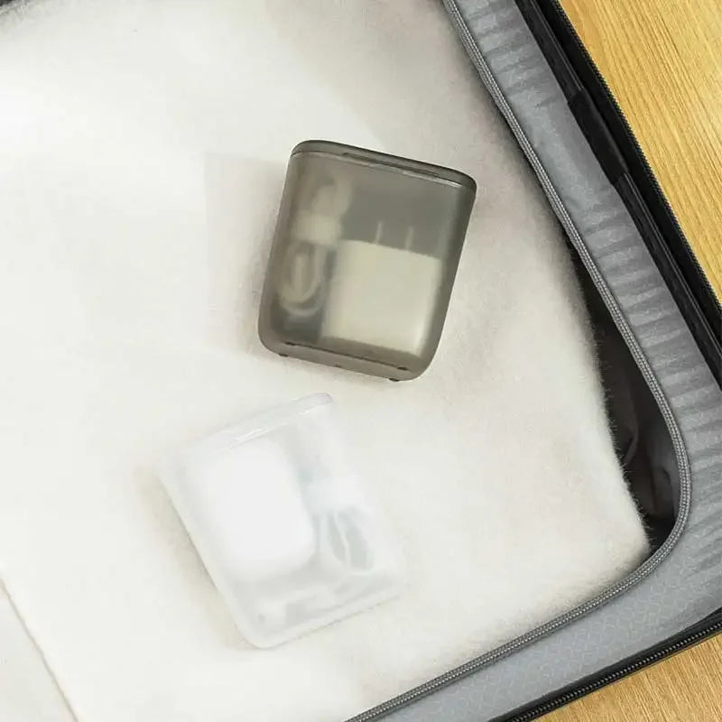 Portable Cable & Accessory Storage Box | Transparent Organizer for Cables, Earphones & Small Items