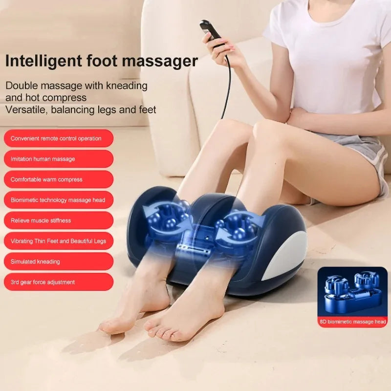 Extra Large Electric Foot Massager | Shiatsu Kneading with Heat & Calf Support