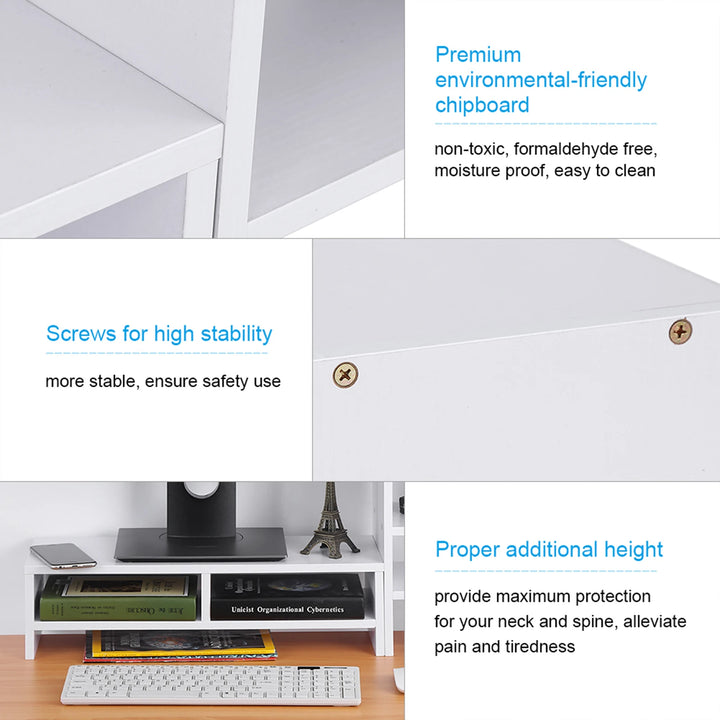 Computer Stand Storage Computer Laptop Monitor Riser Stand Desktop Wooden Storage Organizer 3 Layer Shelf Computer Monitor Riser