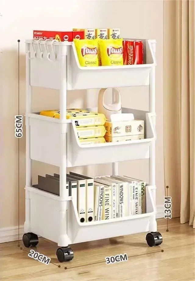 Slim Rolling Storage Rack – Multi-Tier Trolley Bookshelf Organizer