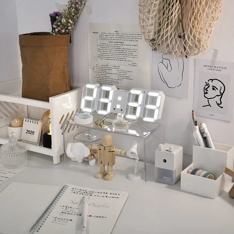 3D LED Digital Clock | Wall & Desk Decoration | Adjustable Brightness & Night Mode