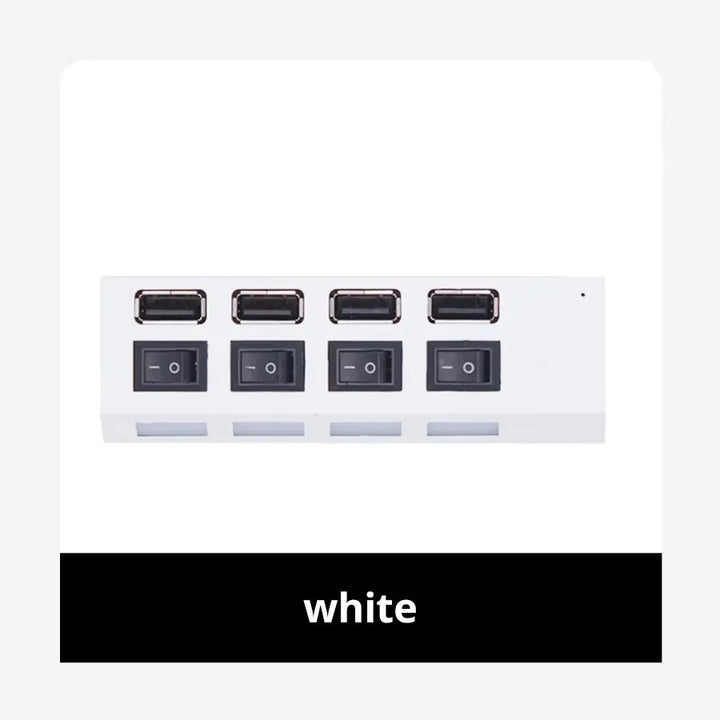 7-Port USB 2.0 Extension Hub - Individual Switches & LED Indicators