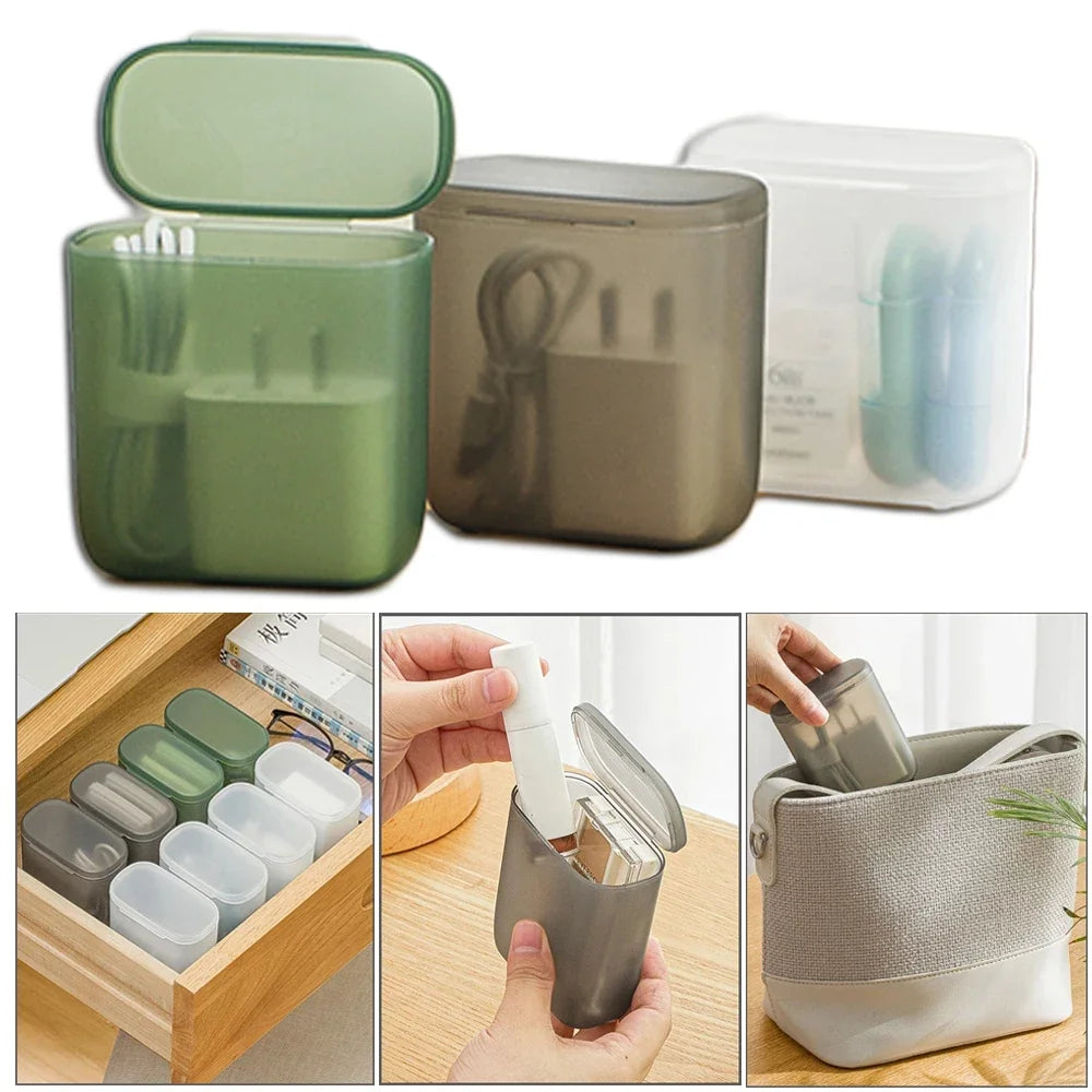 Portable Cable & Accessory Storage Box | Transparent Organizer for Cables, Earphones & Small Items