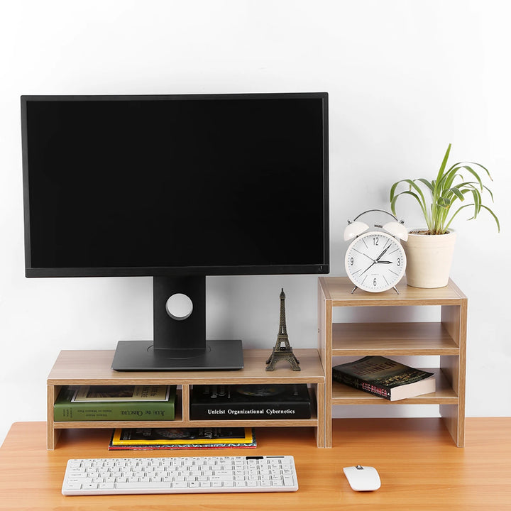 Computer Stand Storage Computer Laptop Monitor Riser Stand Desktop Wooden Storage Organizer 3 Layer Shelf Computer Monitor Riser