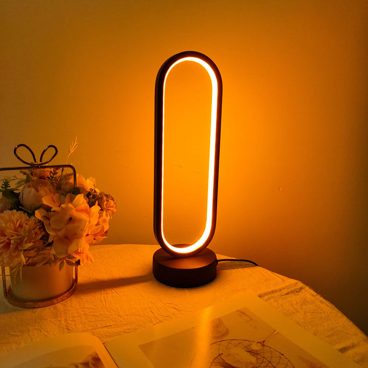 LED Ring Bedside Lamp | Three-Color Dimming Night Light for Bedroom & Living Room