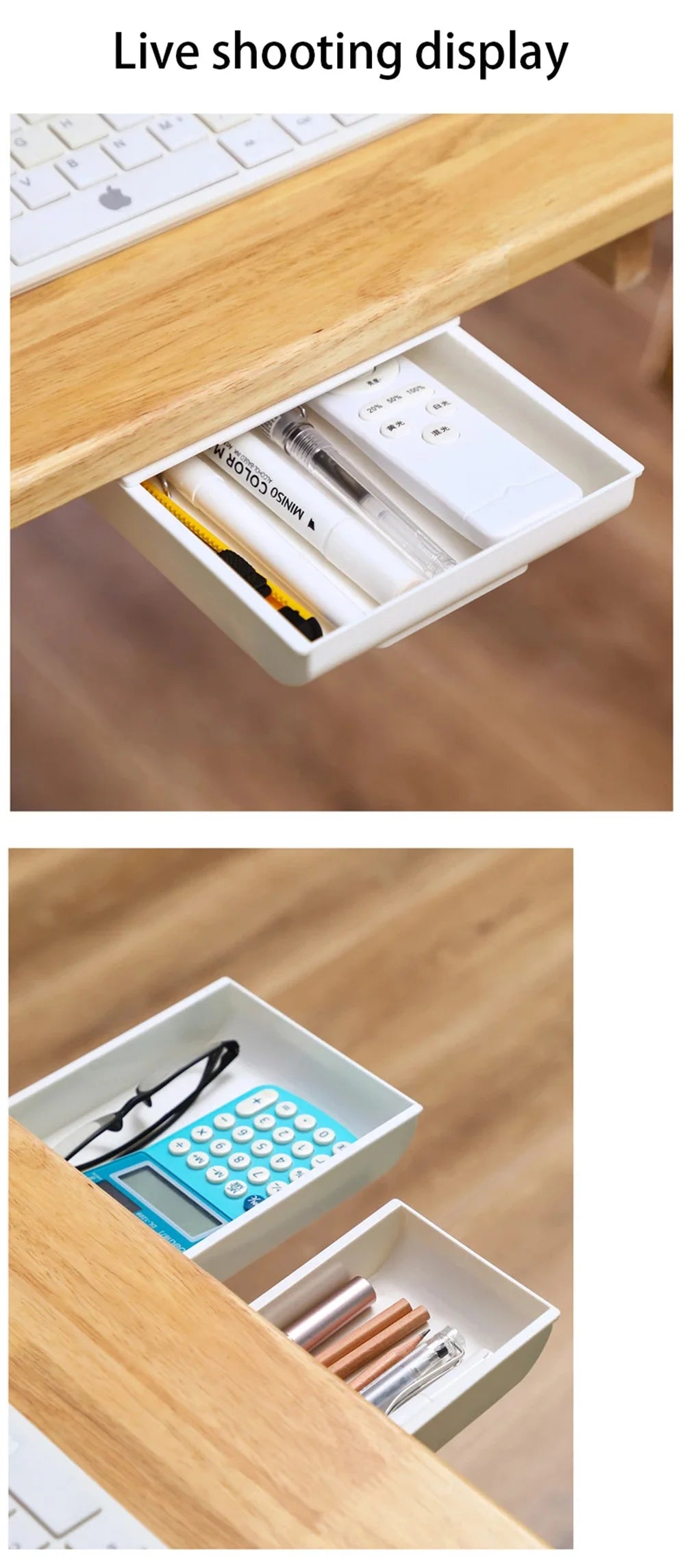 Hidden Desk Drawer Organizer – Self-Adhesive Under-Table Storage Box