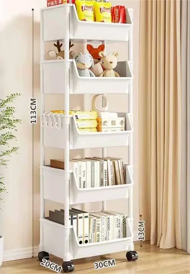 Slim Rolling Storage Rack – Multi-Tier Trolley Bookshelf Organizer