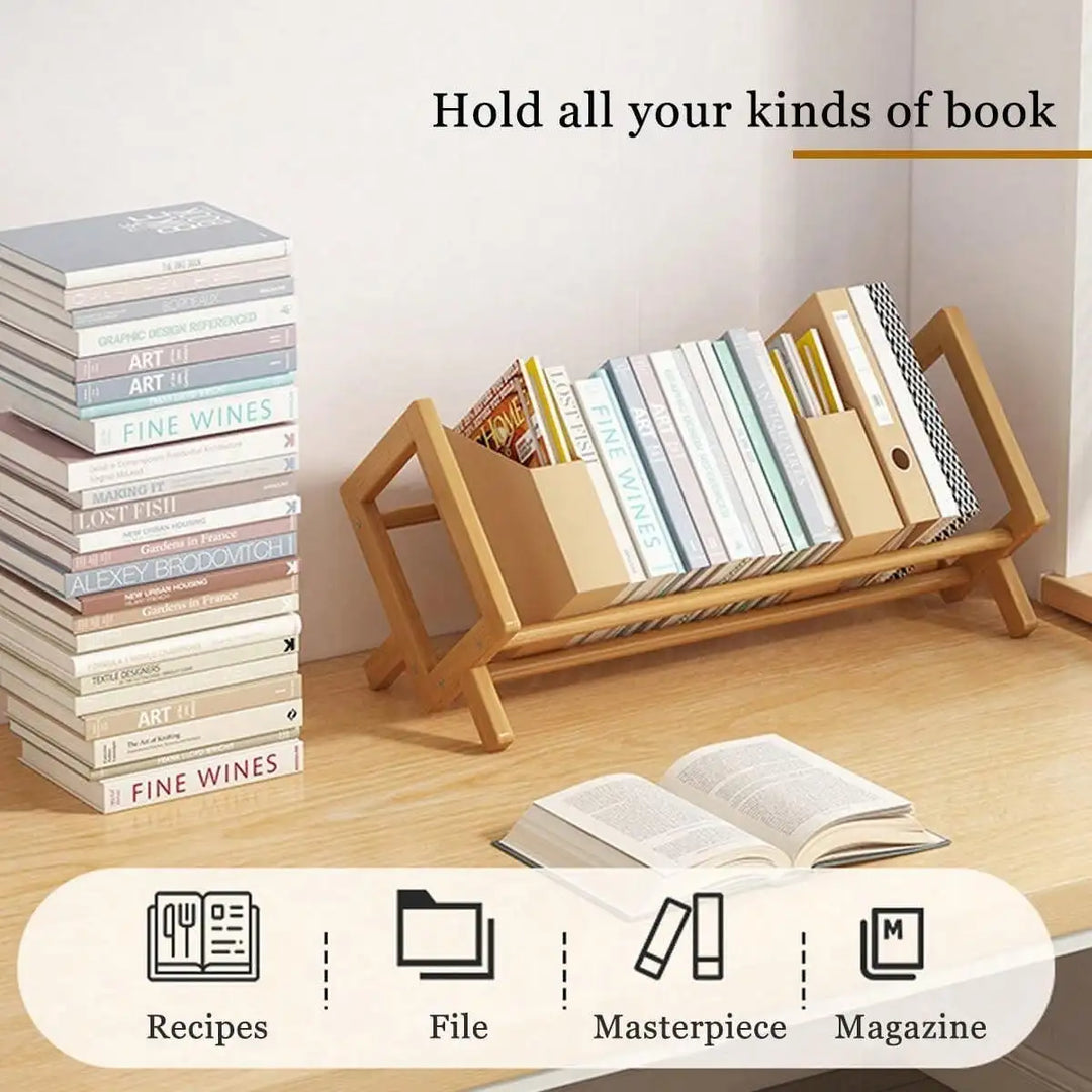 Bamboo Desktop Bookshelf – Compact Multi-Tier Organizer