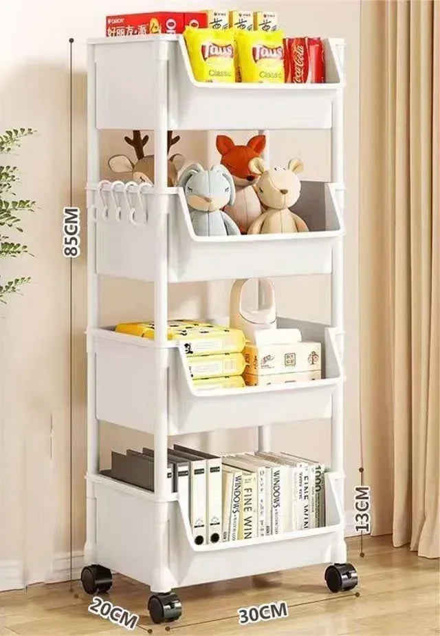 Slim Rolling Storage Rack – Multi-Tier Trolley Bookshelf Organizer