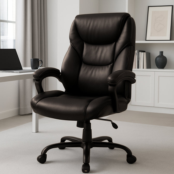 Home Office Chair | PU Leather High-Back Ergonomic Desk Chair with Flip-Up Armrests