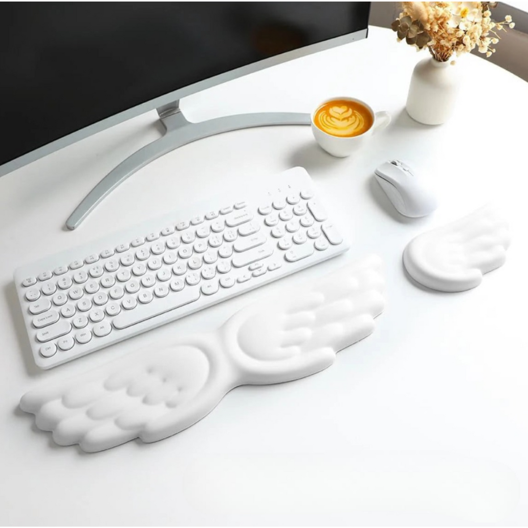 Angel Wing Wrist Rest Set – Memory Foam for Keyboard & Mouse