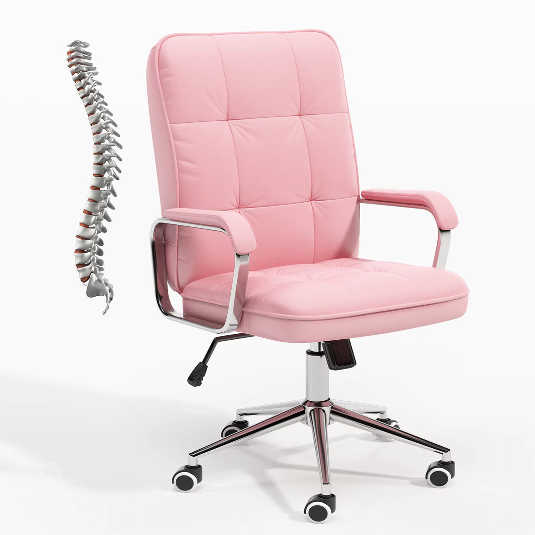 Computer Leather Desk Office Chair - Swivel Lift Executive Training & Study Chair