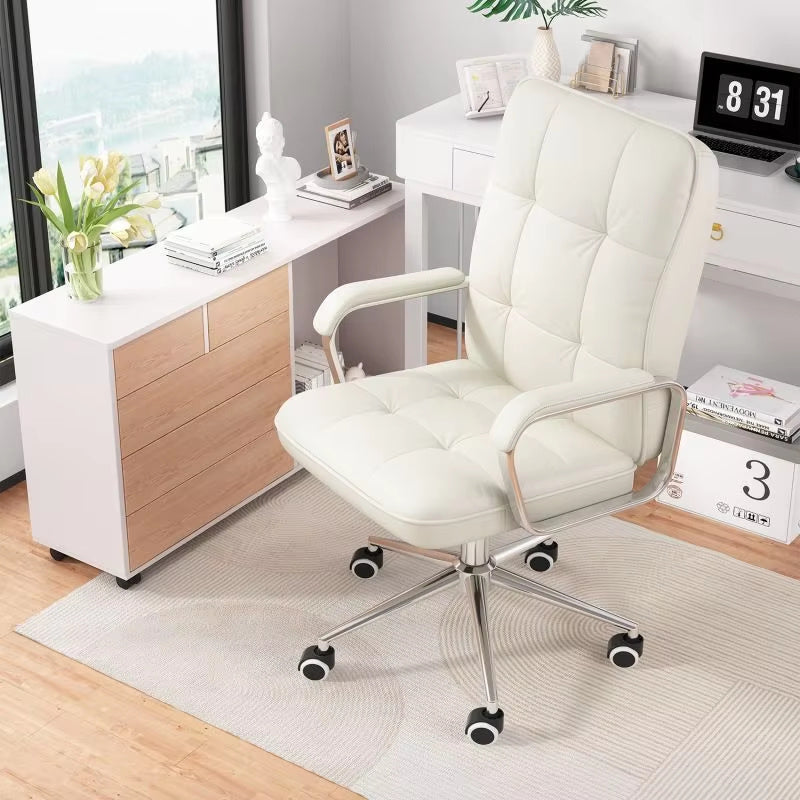 Computer Leather Desk Office Chair - Swivel Lift Executive Training & Study Chair