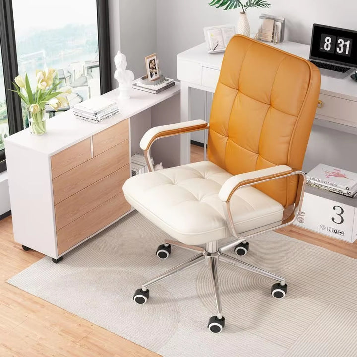 Computer Leather Desk Office Chair - Swivel Lift Executive Training & Study Chair