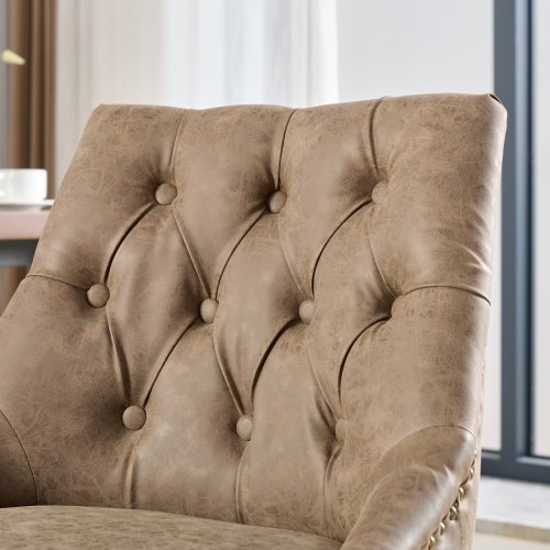 Vintage Sheepskin-Pattern Office Chair – Mid-Century Retro PU Leather Swivel Chair with Tilt & Height Adjustment