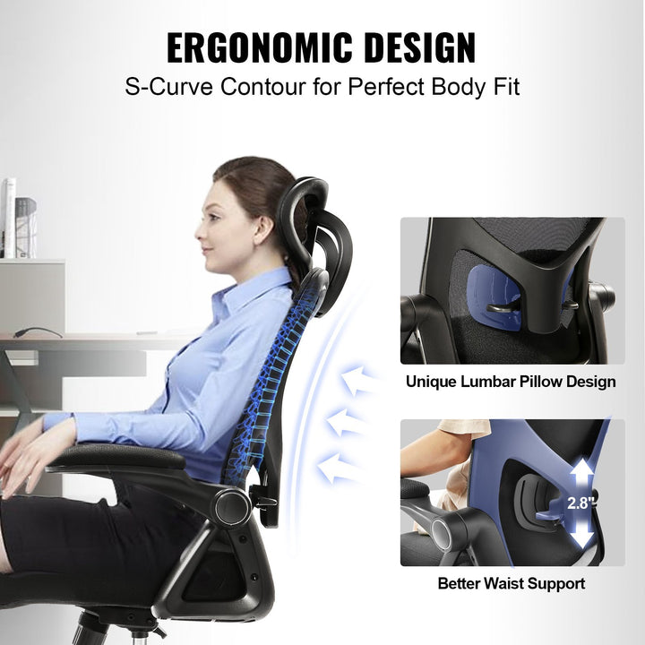 High Back Ergonomic Desk Chair With Adjustable Headrest