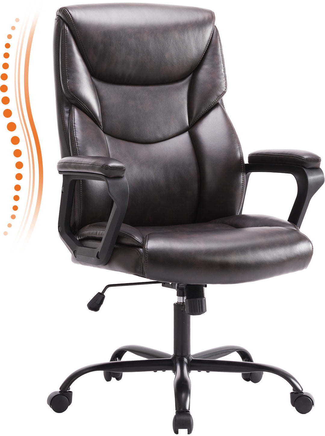 Home Office Chair | PU Leather High-Back Ergonomic Desk Chair with Flip-Up Armrests