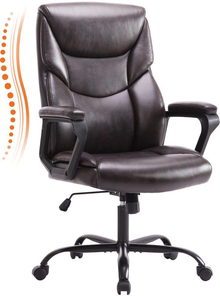 Home Office Chair | PU Leather High-Back Ergonomic Desk Chair with Flip-Up Armrests