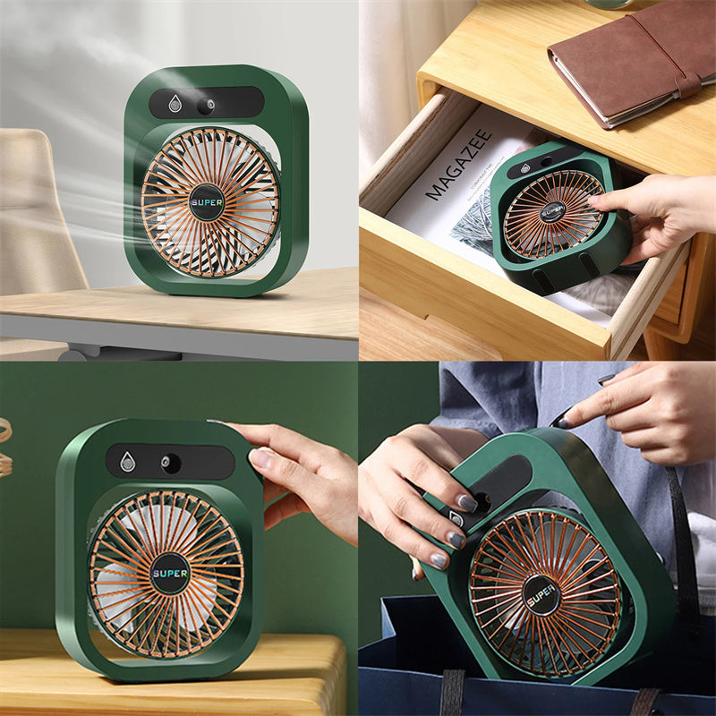 2-in-1 USB Misting Fan & Humidifier | Portable Air Cooler with 3 Wind Speeds  Stay Cool & Refreshed Anywhere