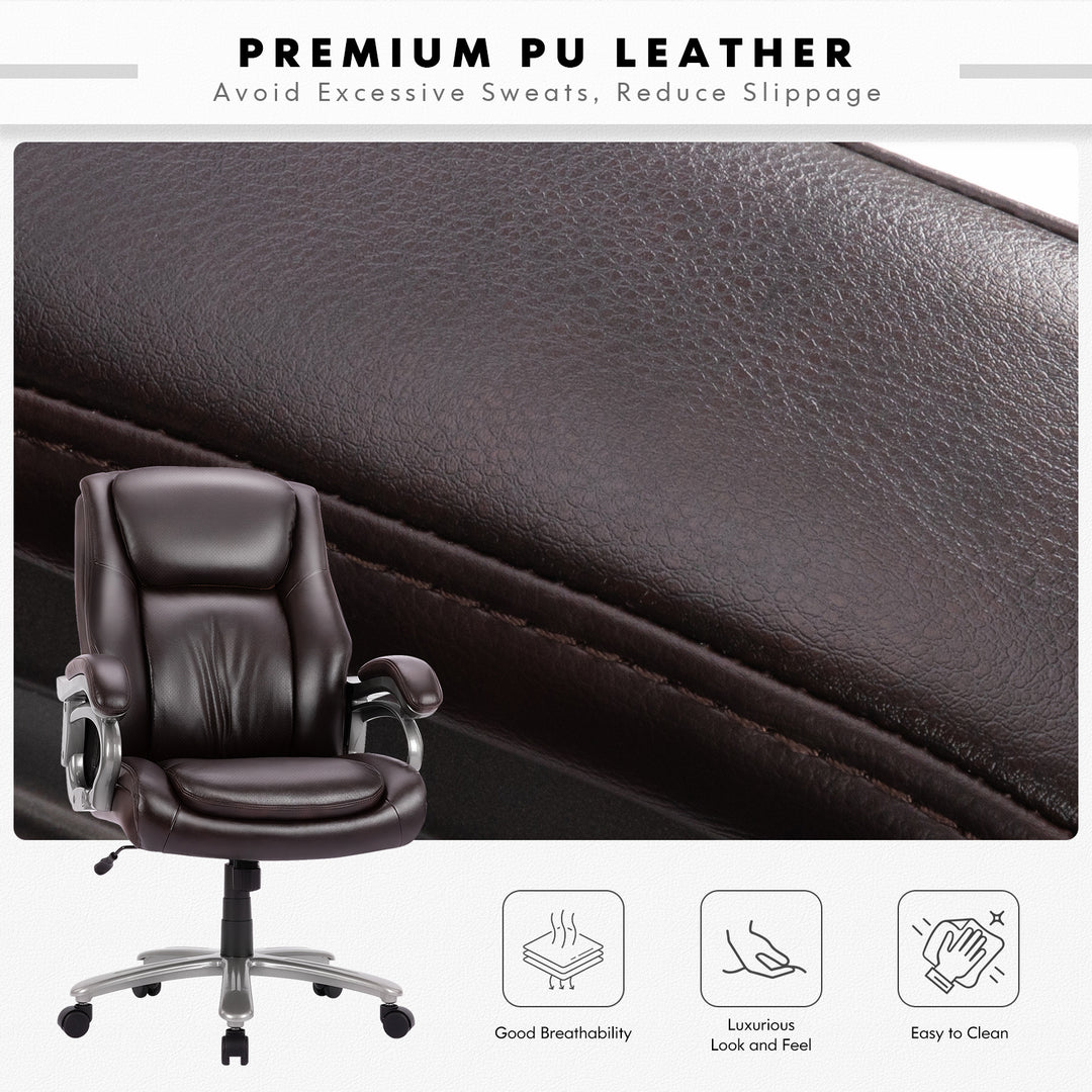 High-Back Leather Computer Office Chair - Ergonomic Big & Tall Executive Chair (400 lb Capacity)
